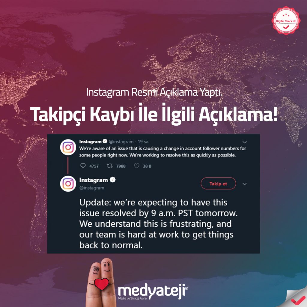 Popüler paylaşım platformu Instagram, son günlerde hesaplarda yaşanan takipçi düşmesi/kaybı ile ilgili resmi açıklama yaptı. 